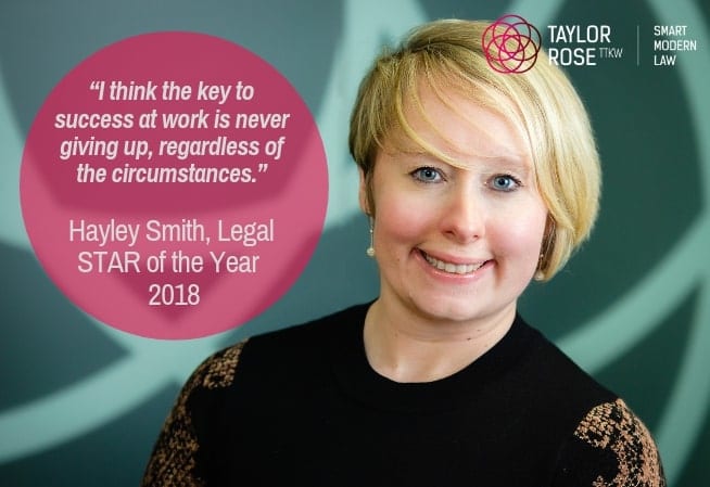 Hayley Smith, Taylor Rose TTKW's Legal Star of the Year, shares her Award Story