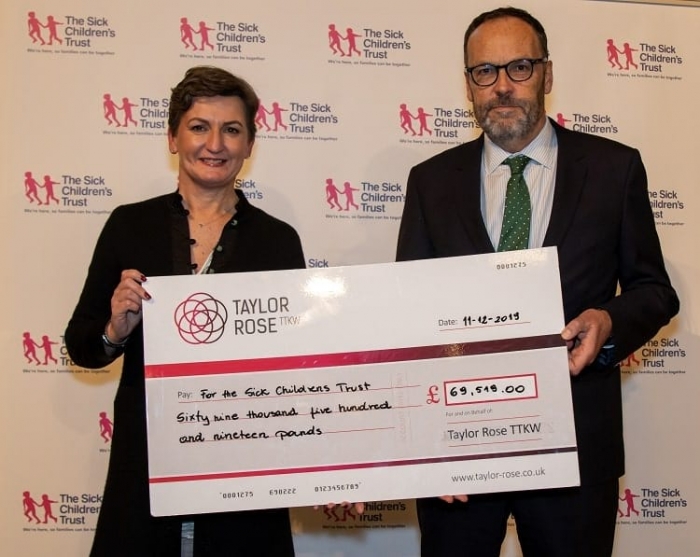 Taylor Rose TTKW makes donation to charity partner: The Sick Children's Trust